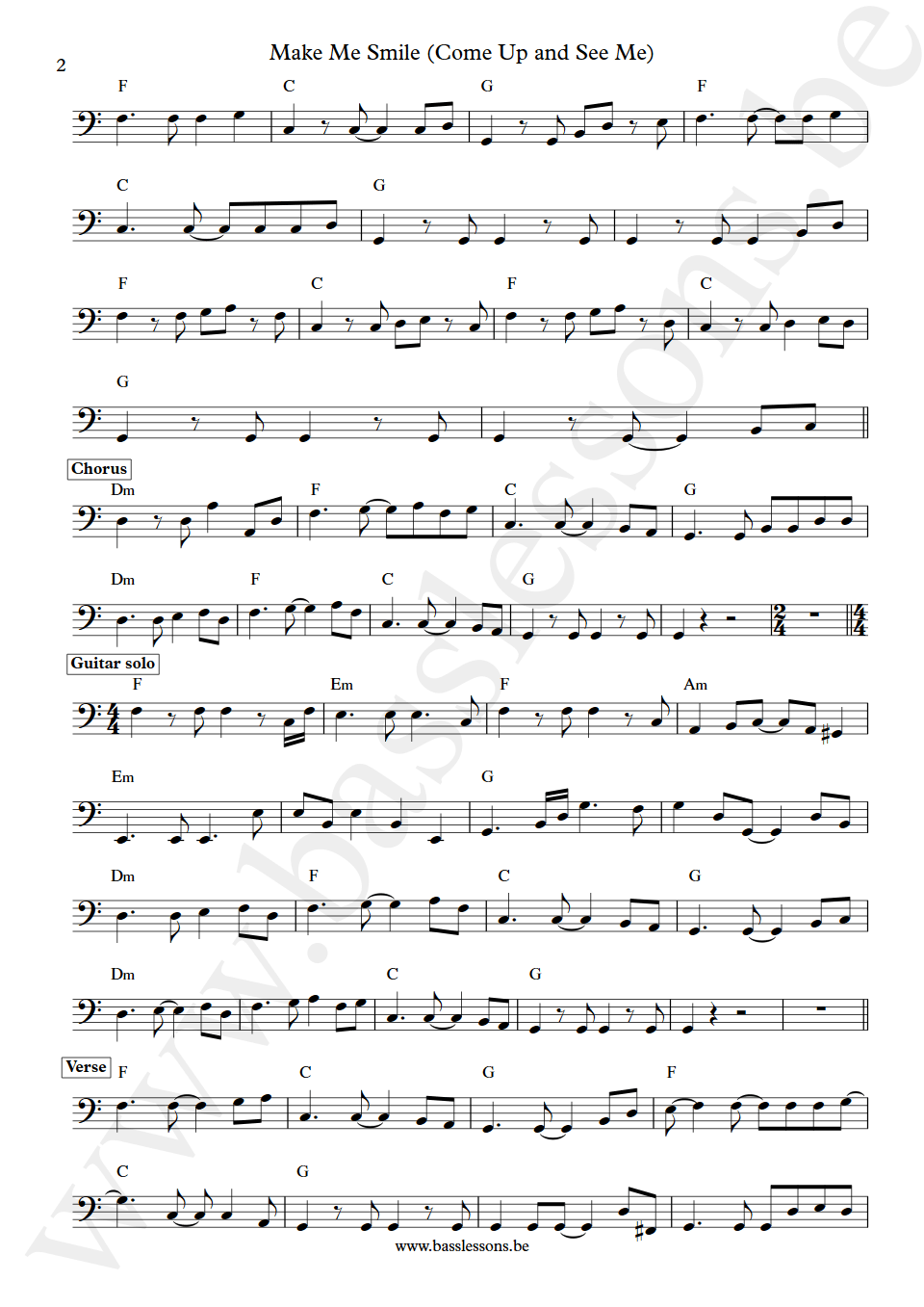 Cockney Rebel Make Me Smile George Ford bass transcription part 2