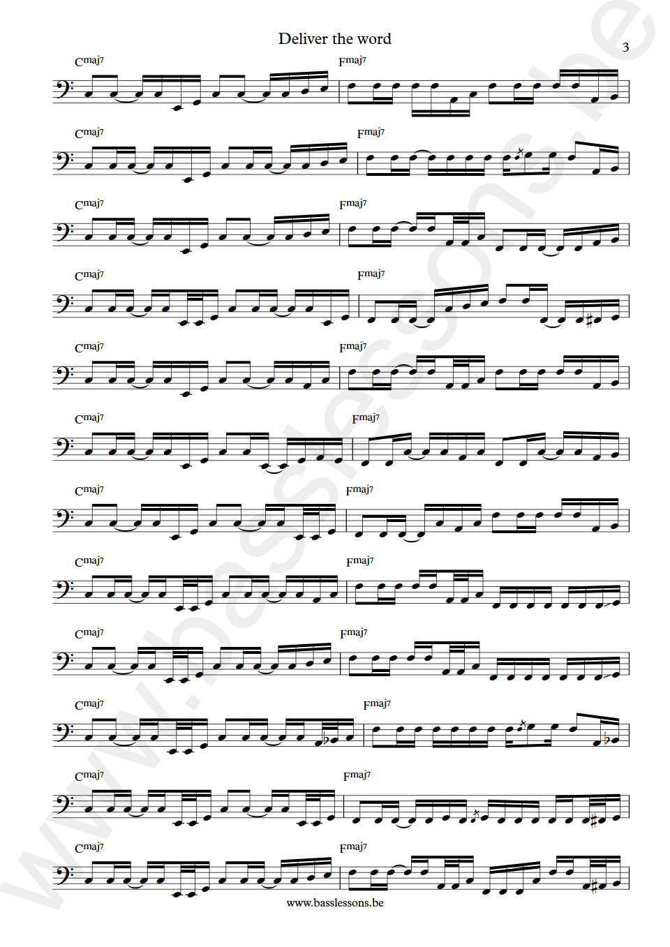 WAR Deliver the word B.B. Dickerson bass transcription part 3