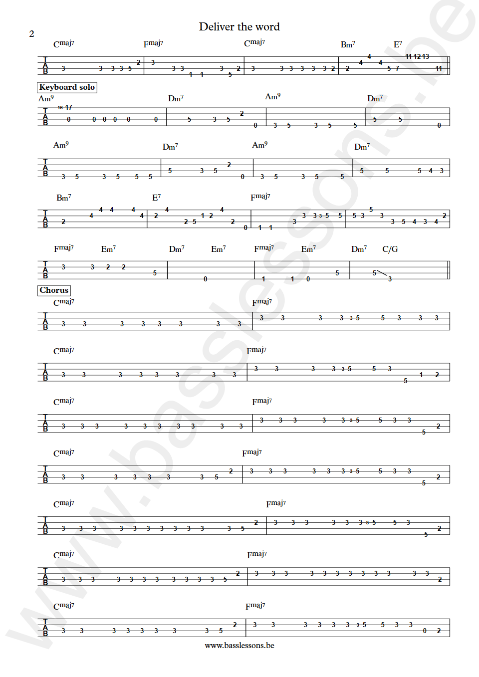 WAR Deliver the word B.B. Dickerson bass tab part 2