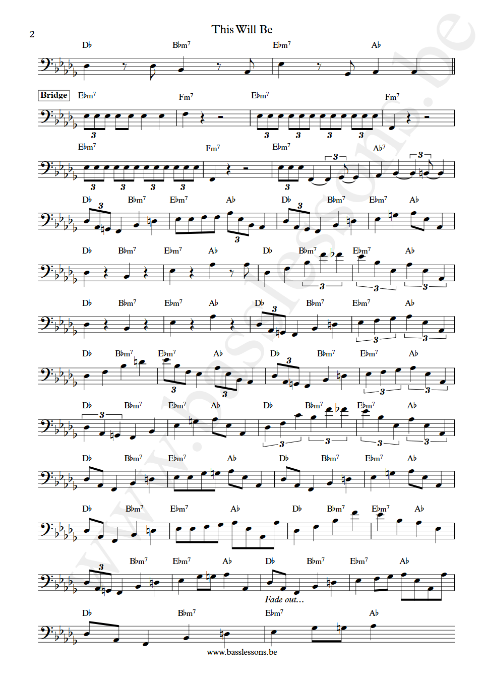 Natalie Cole This Will Be bass transcription part 2