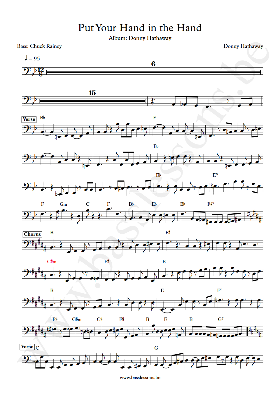 Donny Hathaway Put Your Hand in the Hand Chuck Rainey bass transcription
