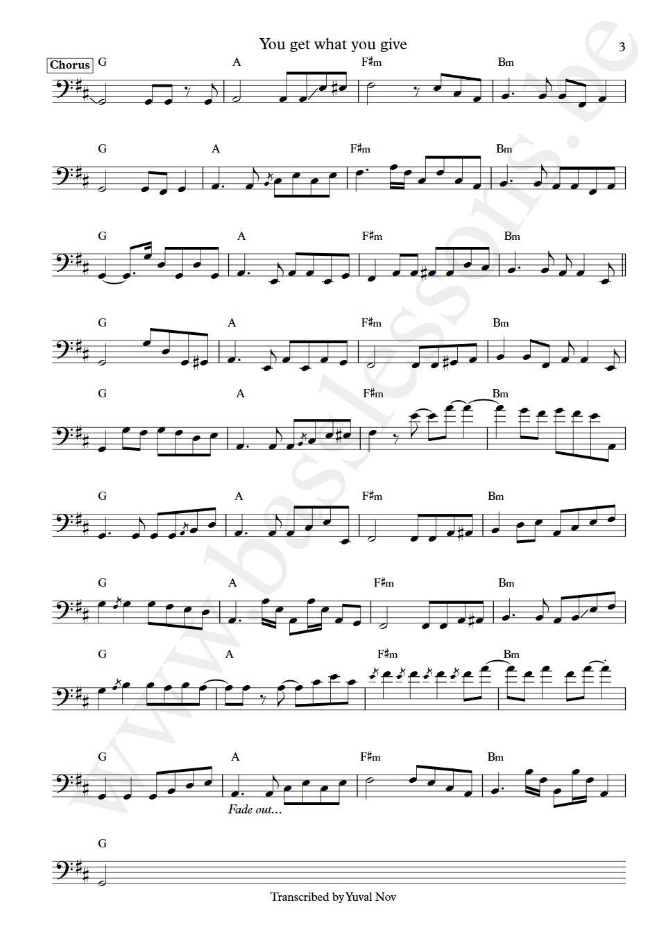 New Radicals You Get What You Give John Pierce bass transcription part 3