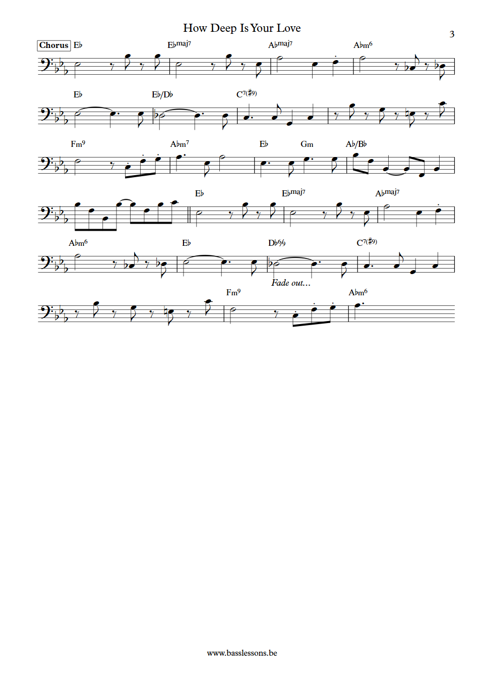Bee Gees How Deep Is Your Love bass transcription part 3