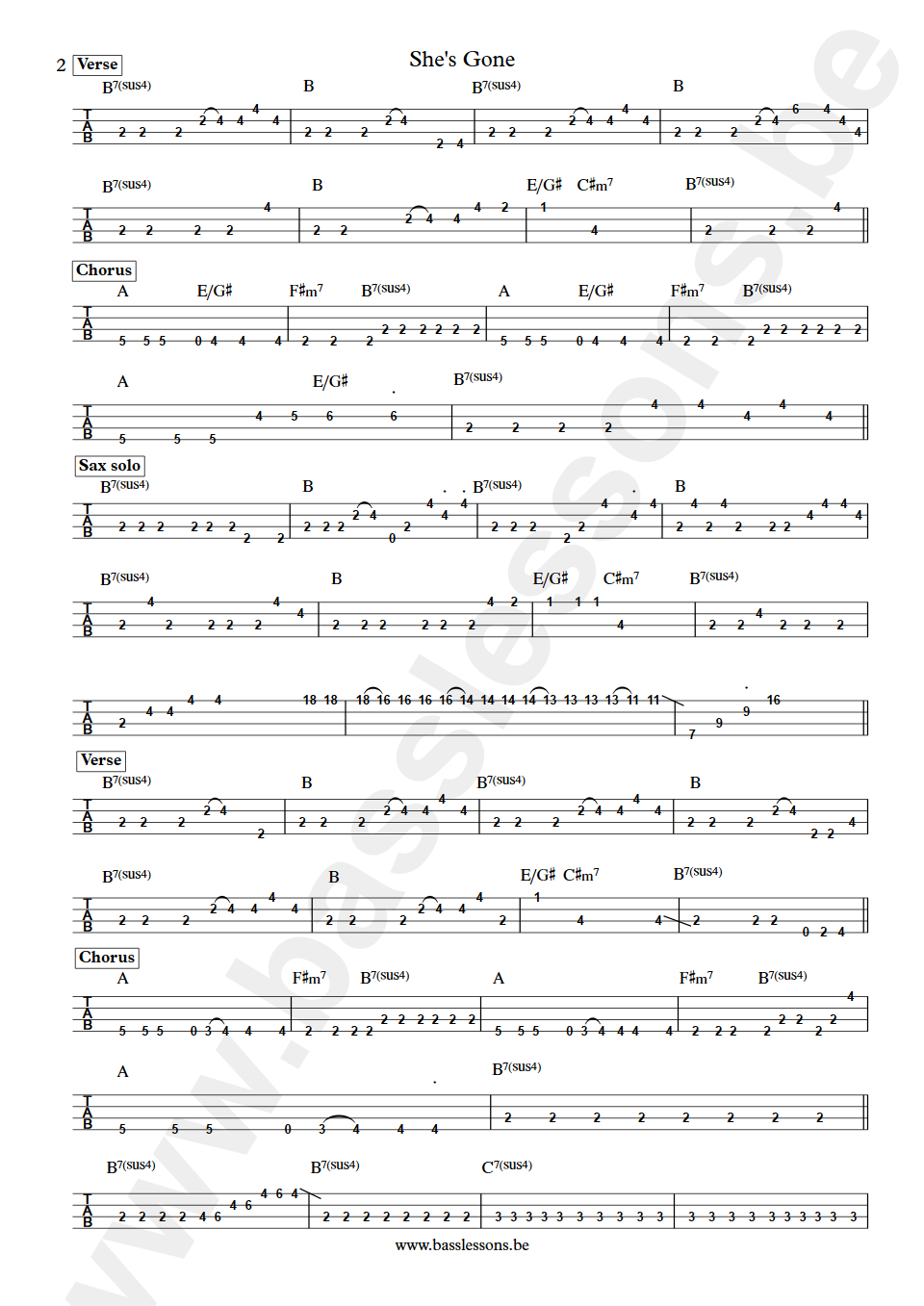 Hall & Oates Shes Gone Steve Gelfand bass tab part 2
