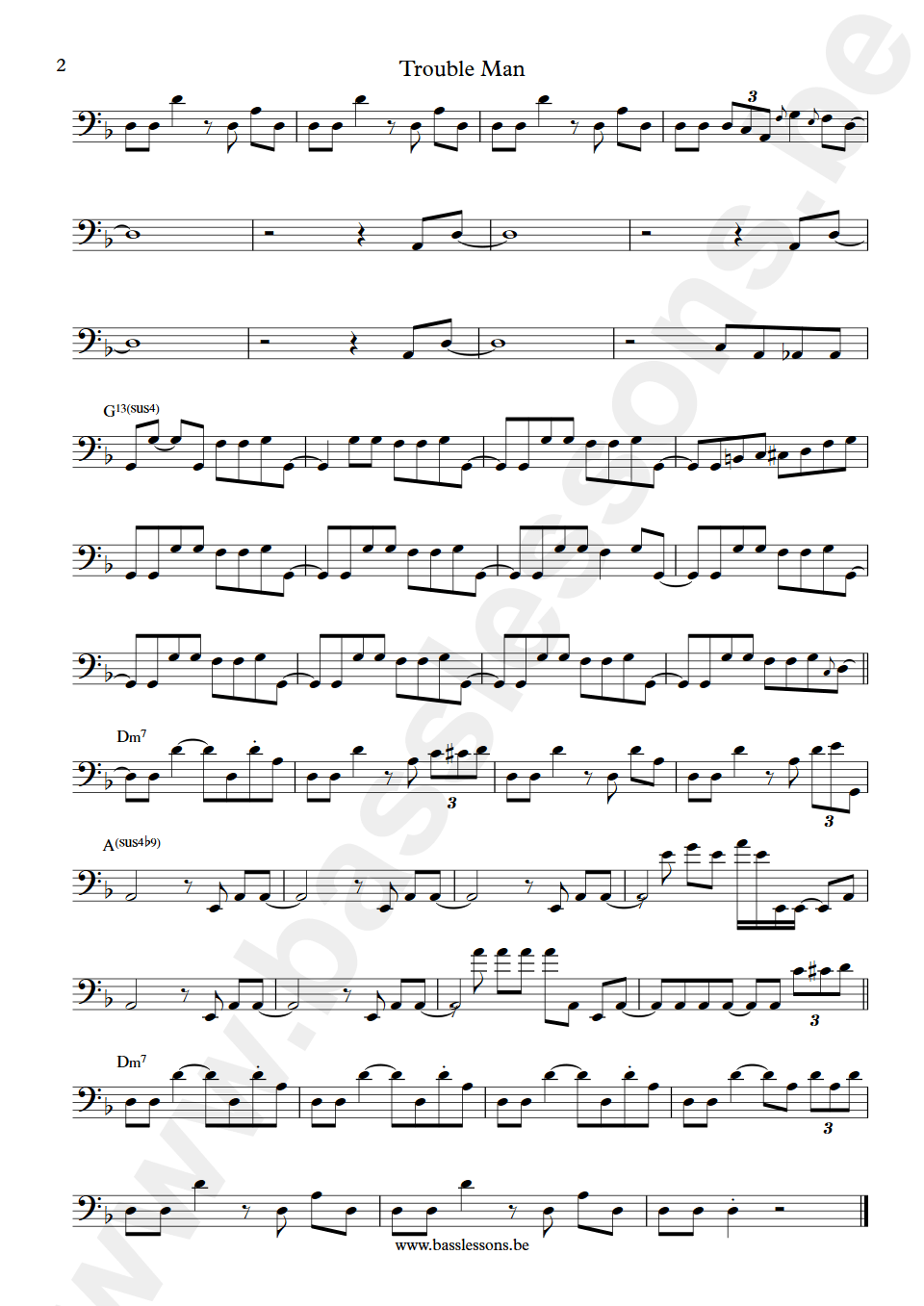 Marvin Gaye Trouble Man bass transcription part 2