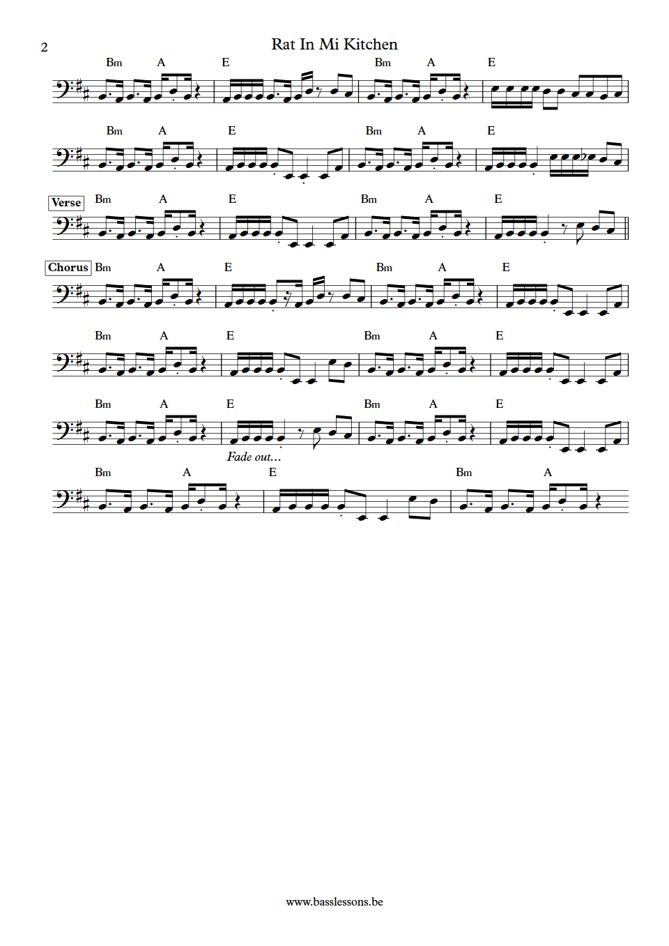 UB40 Rat In Mi Kitchen Earl Falconer bass transcription part 2