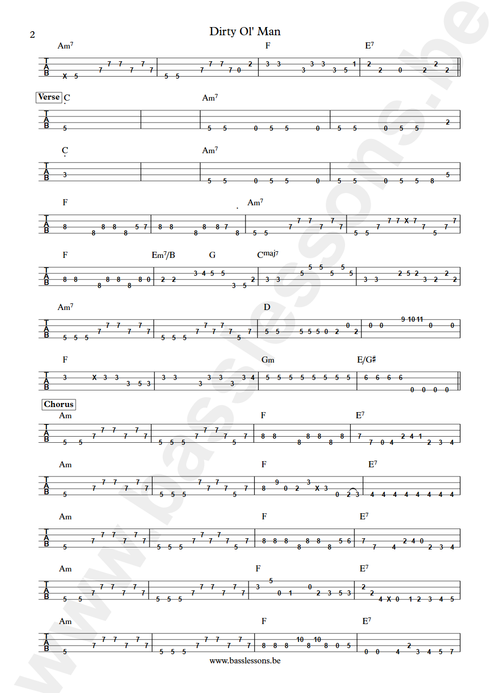 The Three Degrees Dirty Old Man Ronnie Baker bass tab part 2