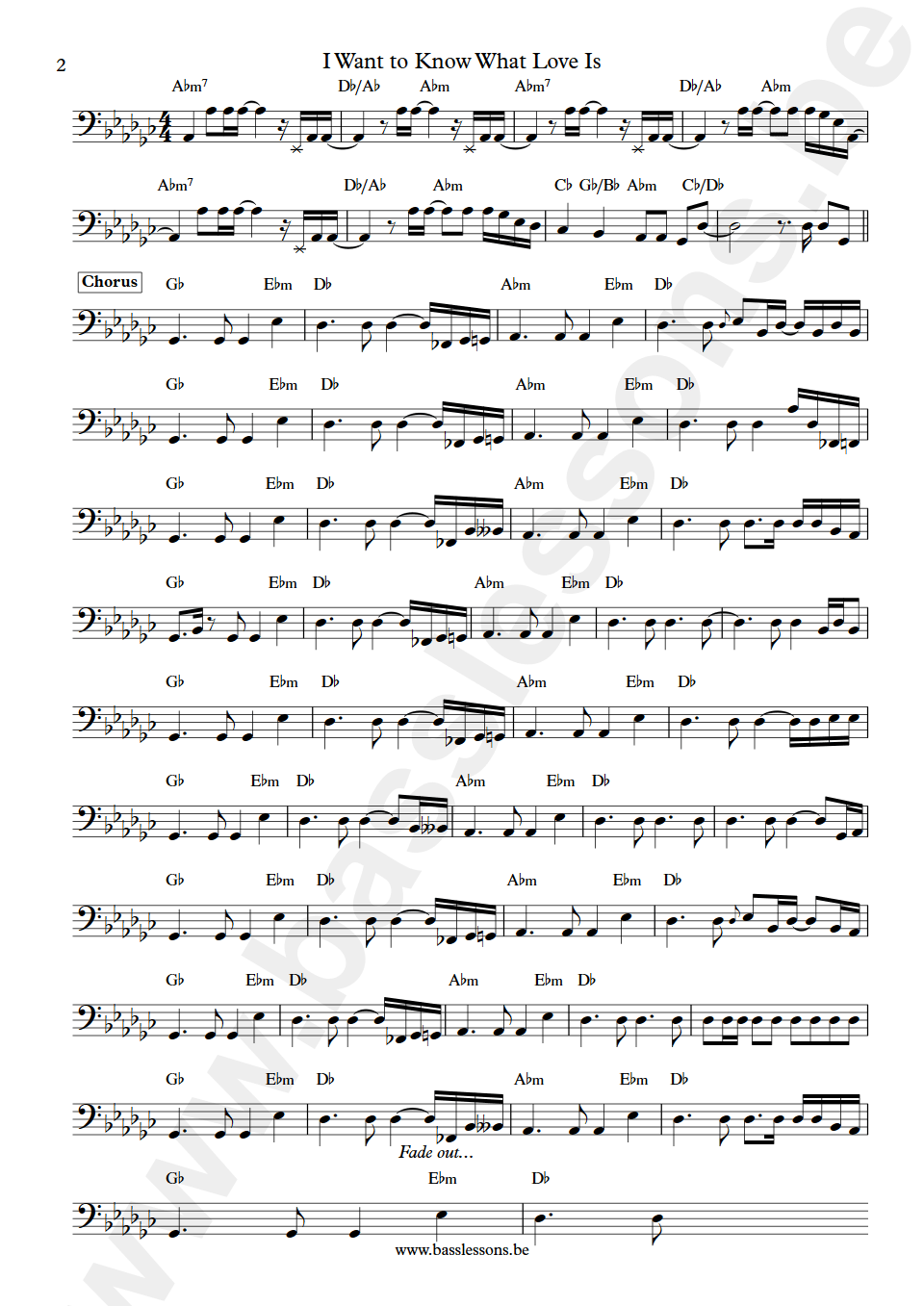 Foreigner I Want to Know What Love Is Rick Wills bass transcription part2