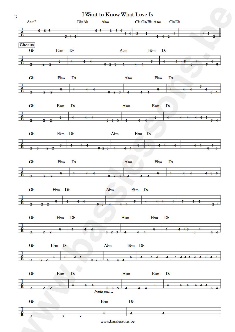 Foreigner I Want to Know What Love Is Rick Wills bass tab part 2