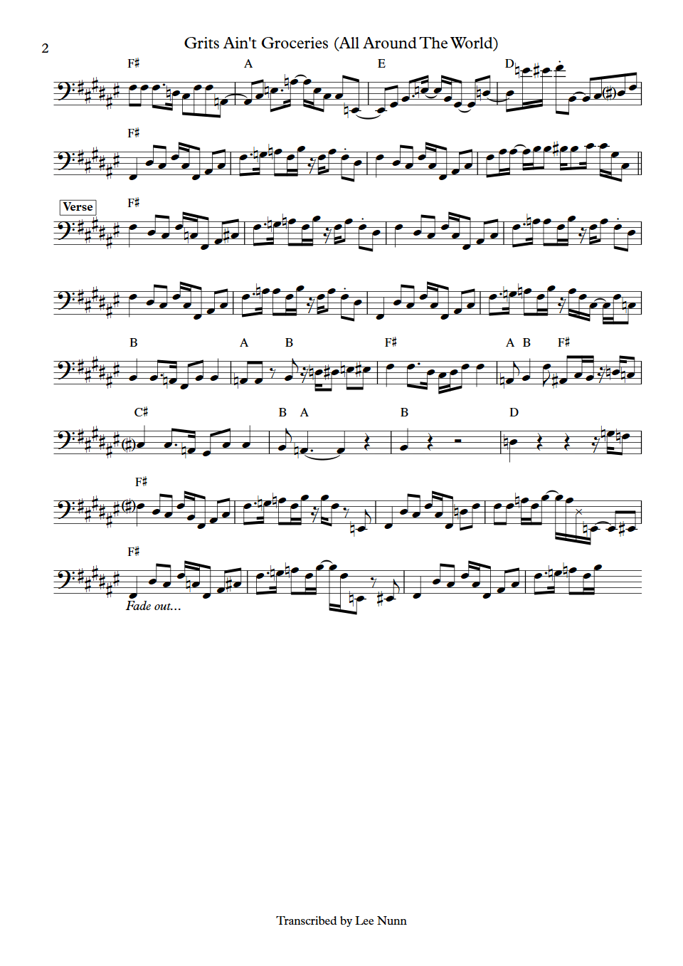 Little Milton Grits Aint Groceries Phil Upchurch bass transcription part 2