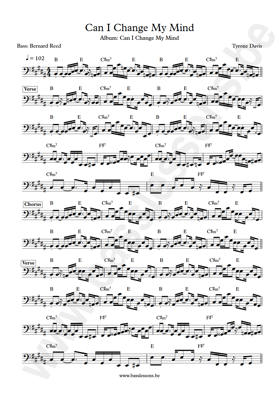 Tyrone Davis Can I Change My Mind  bass transcription