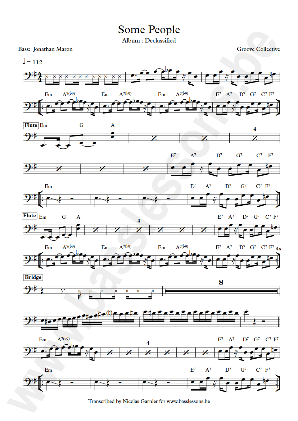 Groove Collective Some people Jonathan Maron bass transcription