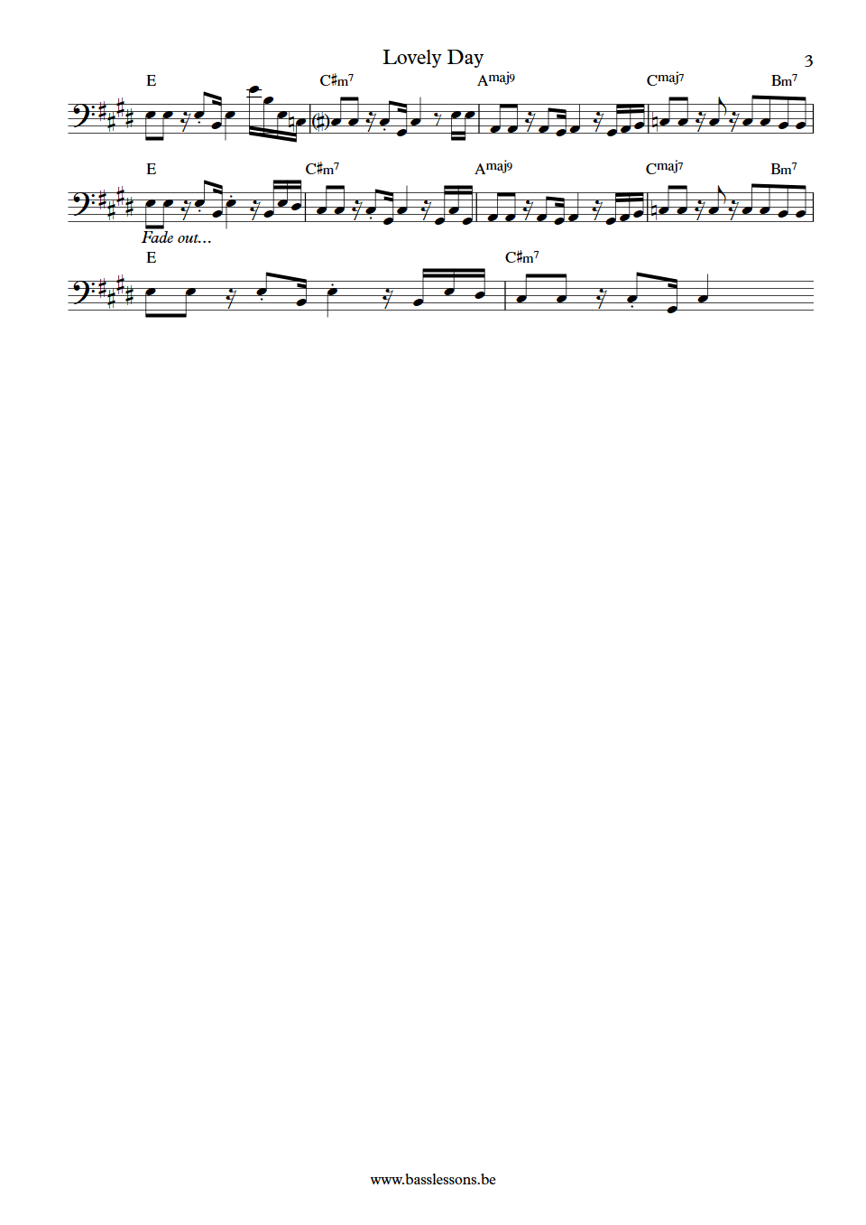 Bill Withers Lovely Day Jerry Knight bass transcription part 3