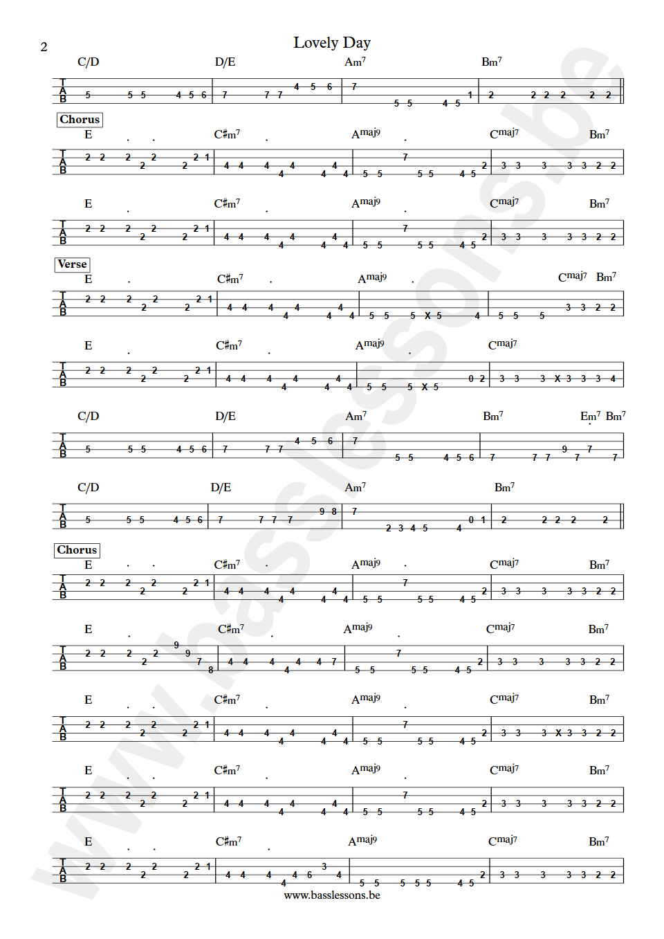 Bill Withers Lovely Day Jerry Knight bass tab part 2