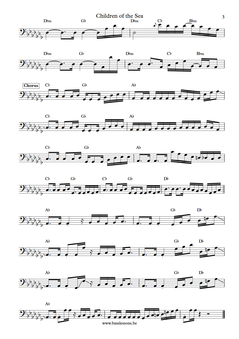 Black Sabbath Children of the Sea Geezer Butler bass transcription part 3