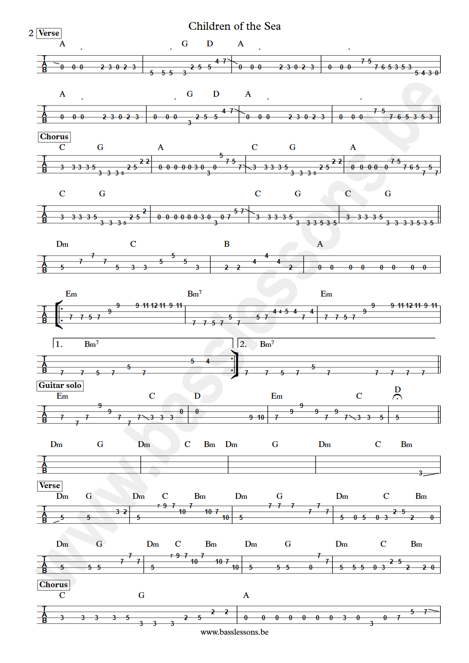 Black Sabbath Children of the Sea Geezer Butler bass tab part 2