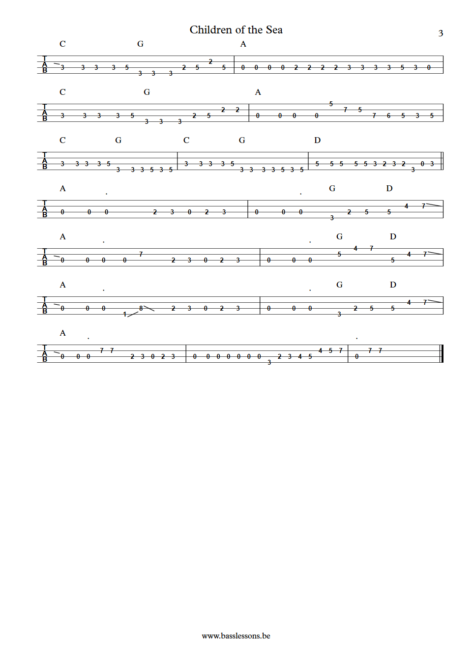 Black Sabbath Children of the Sea Geezer Butler bass tab part 3