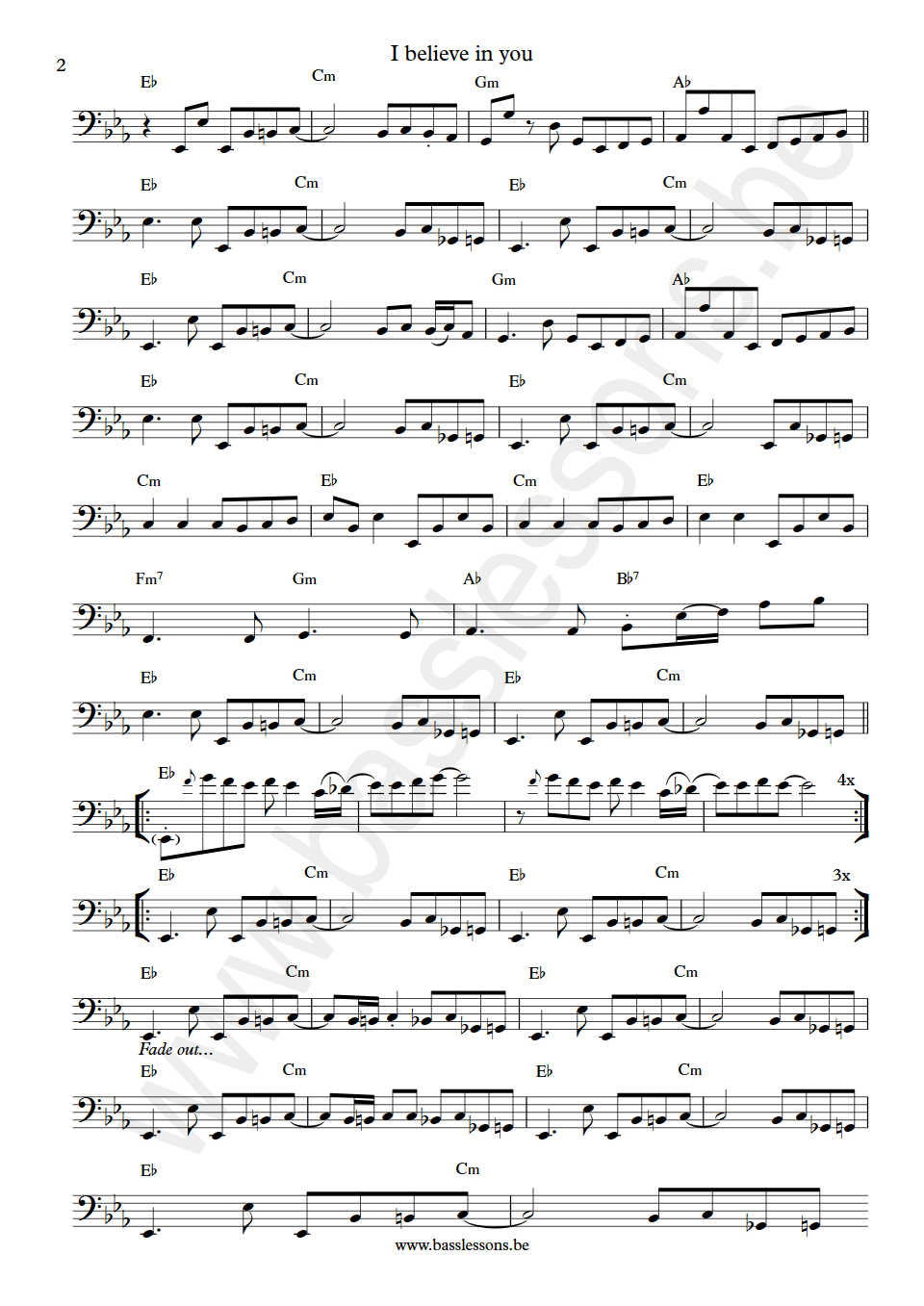 Johnnie Taylor I believe in you David Hood bass transcription part 2