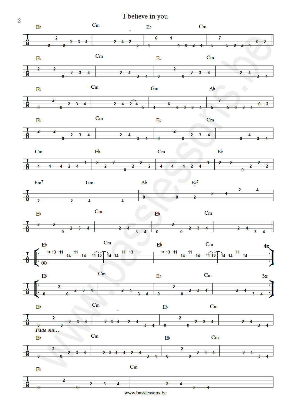 Johnnie Taylor I believe in you David Hood bass tab part 2