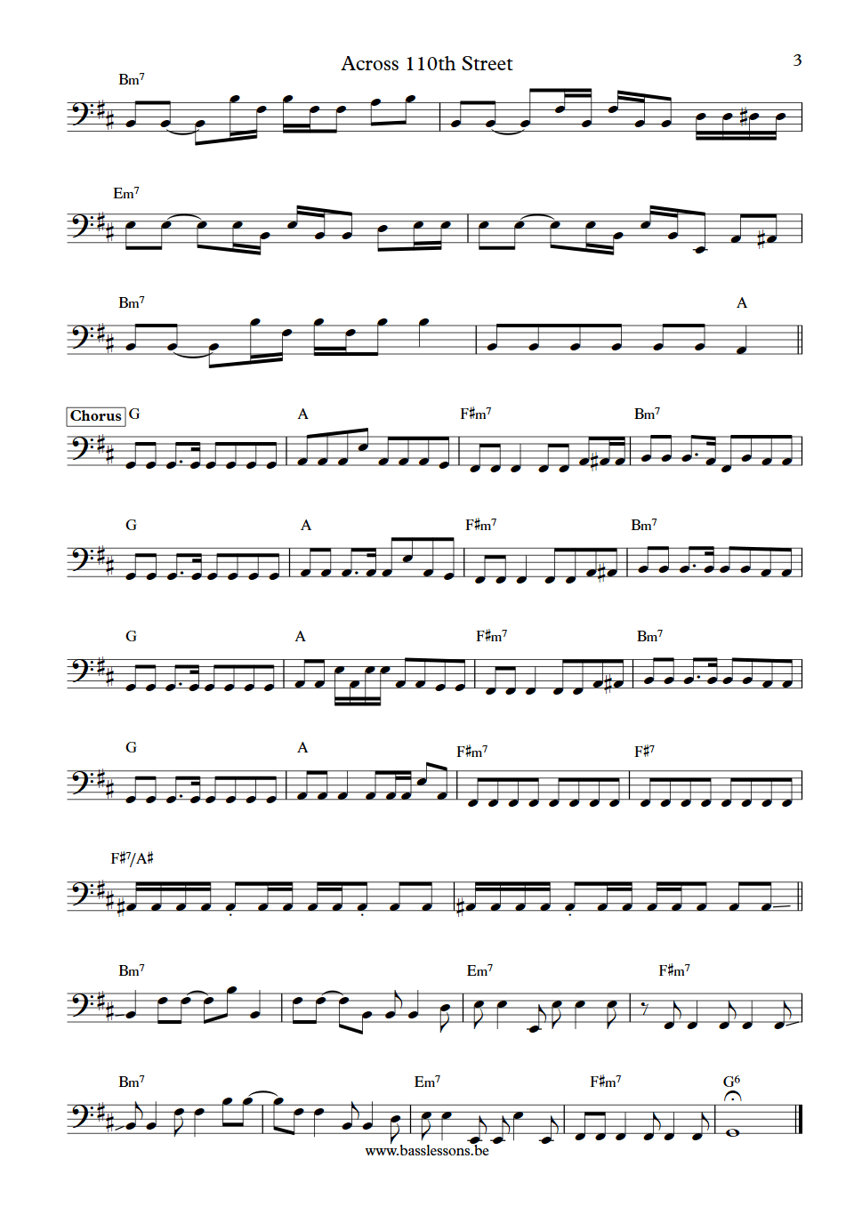 Bobby Womack Across 110th Street Carol Kaye bass transcription part 3