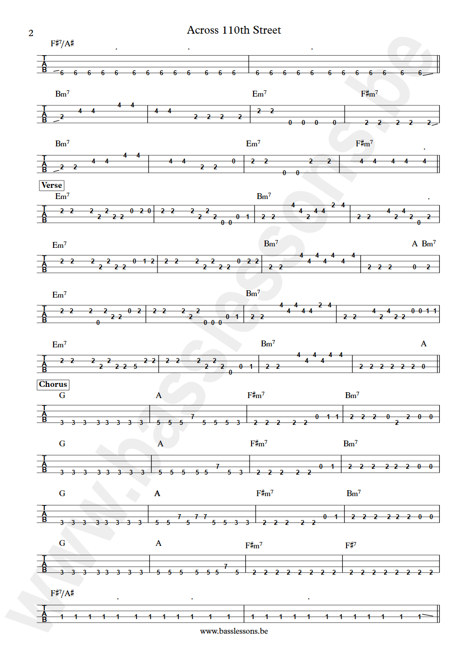 Bobby Womack Across 110th Street Carol Kaye bass tab part 2