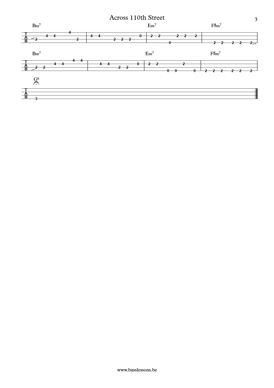 Bobby Womack Across 110th Street Carol Kaye bass tab part 3