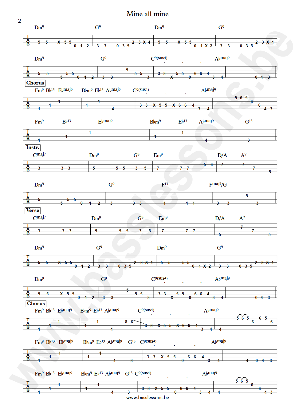 The Stylistics Mine all mine Steve Green bass tab part 2