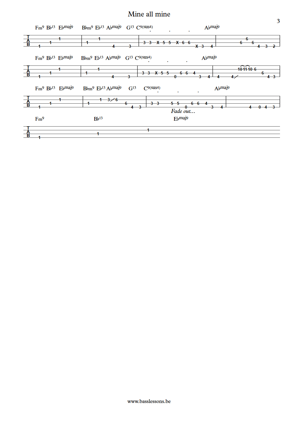 The Stylistics Mine all mine Steve Green bass tab part 3