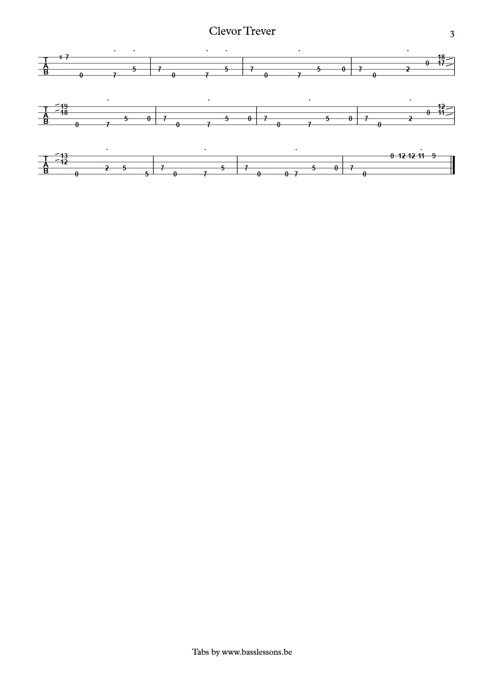 Ian Dury Clevor Trever Norman Watt-Roy bass tab part 3