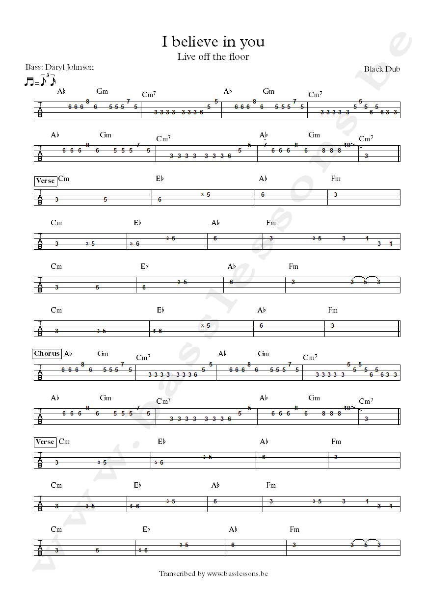 Black Dub I believe in you Daryl Johnson Bass tab