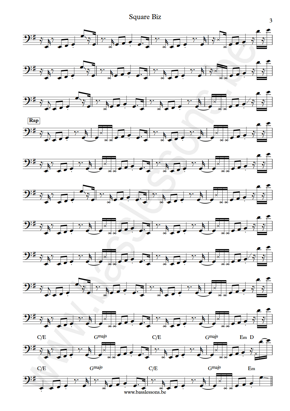 Teena Marie Square Biz Allen McGrier bass transcription part 3