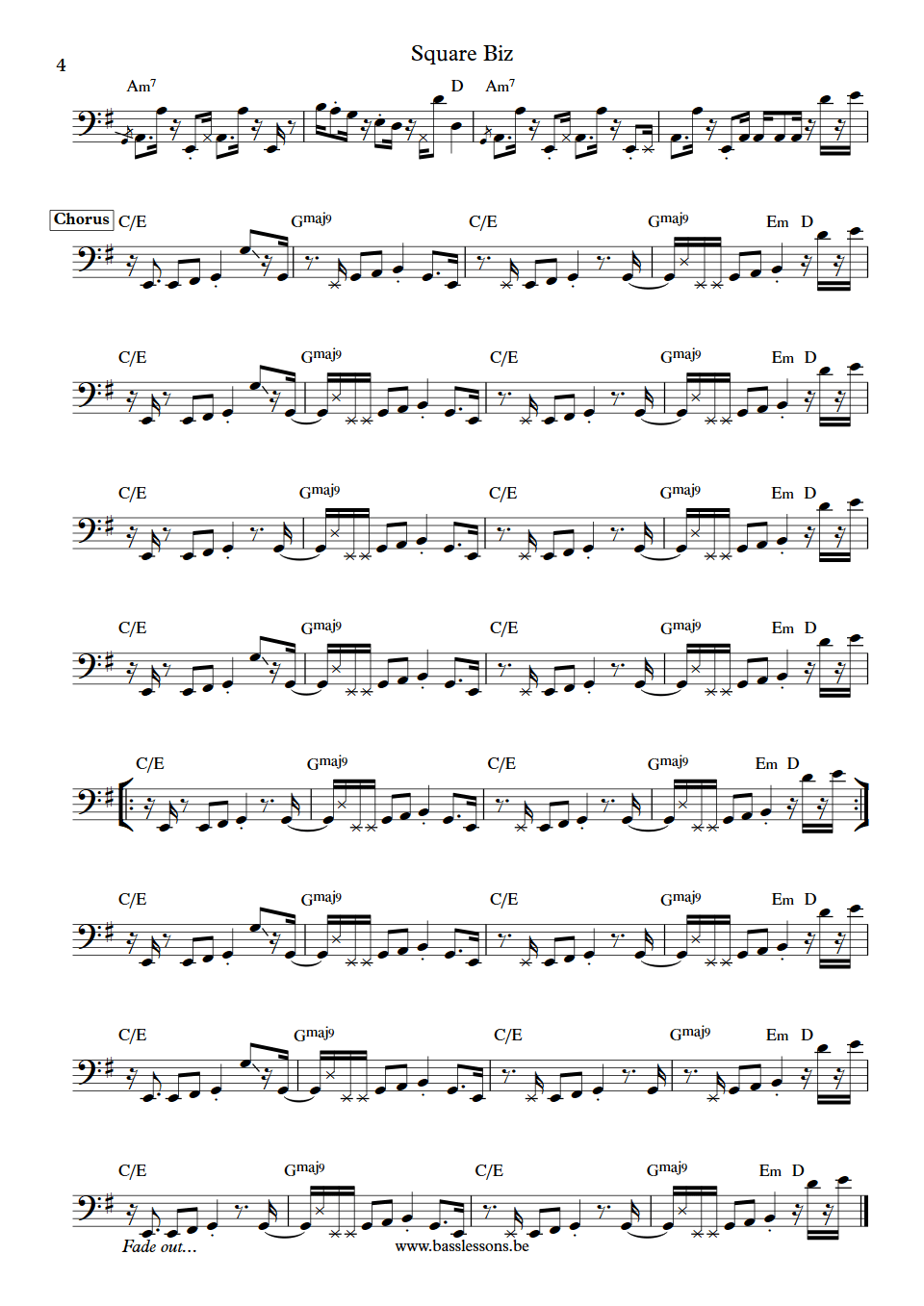 Teena Marie Square Biz Allen McGrier bass transcription part 4