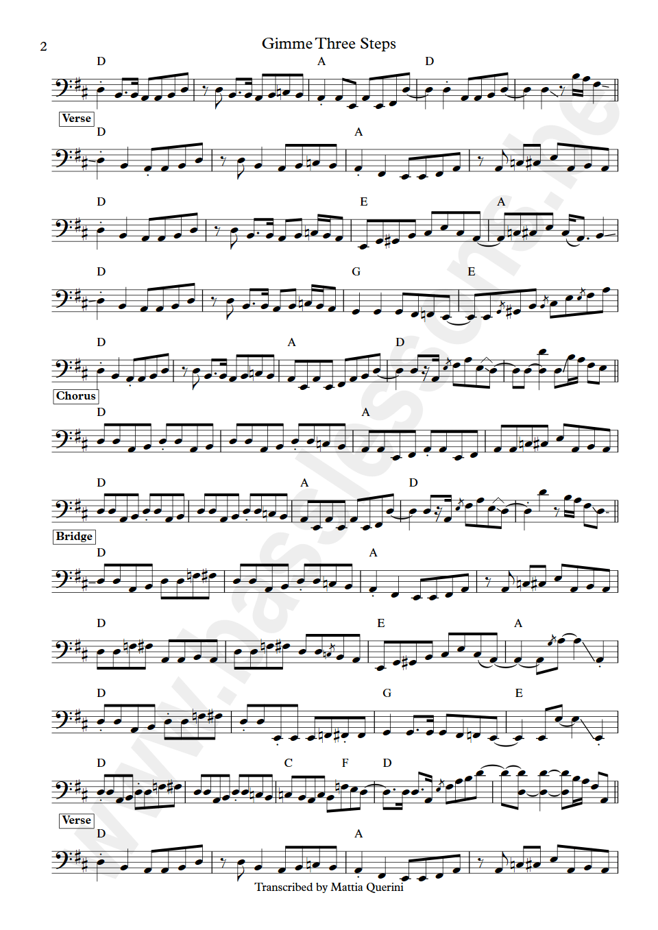 Lynyrd Skynyrd Gimme Three Steps Ed King bass transcription deel 2