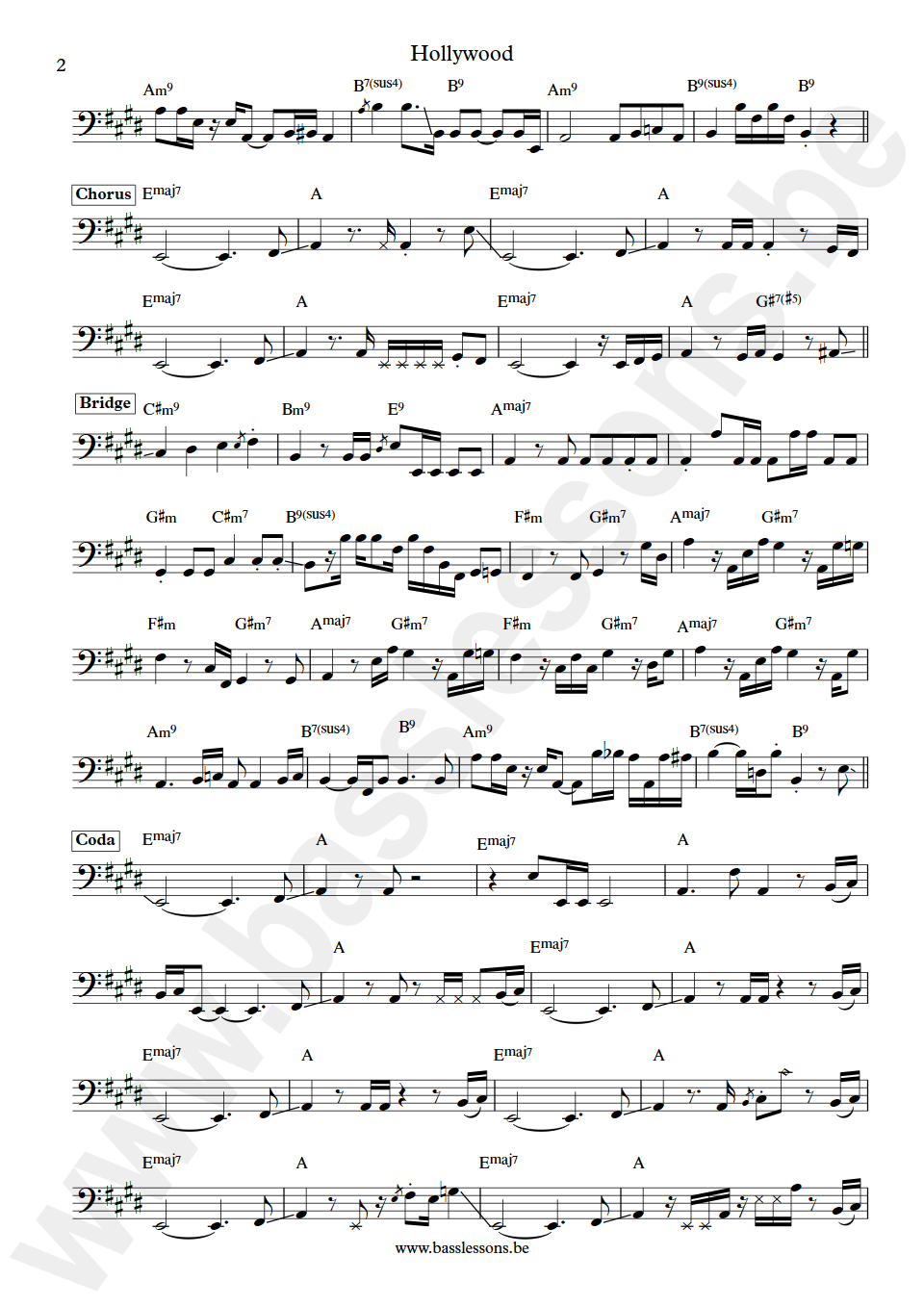 Rufus and Chaka Khan Hollywood Bobby Watson bass transcription part 2