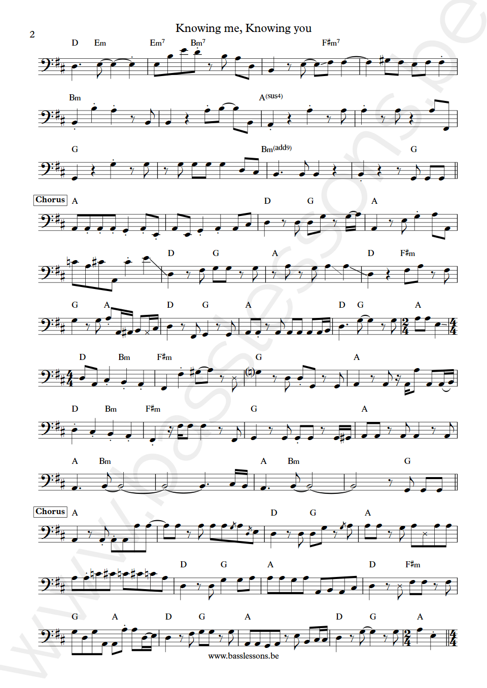 ABBA Knowing me, Knowing you Rutger Gunnarsson bass transcription part 2