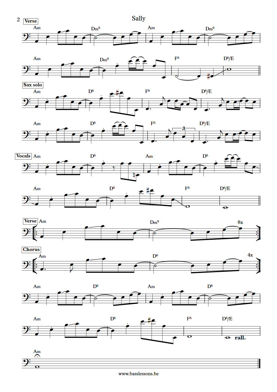 Sade Sally Paul S. Denman bass transcription part 2