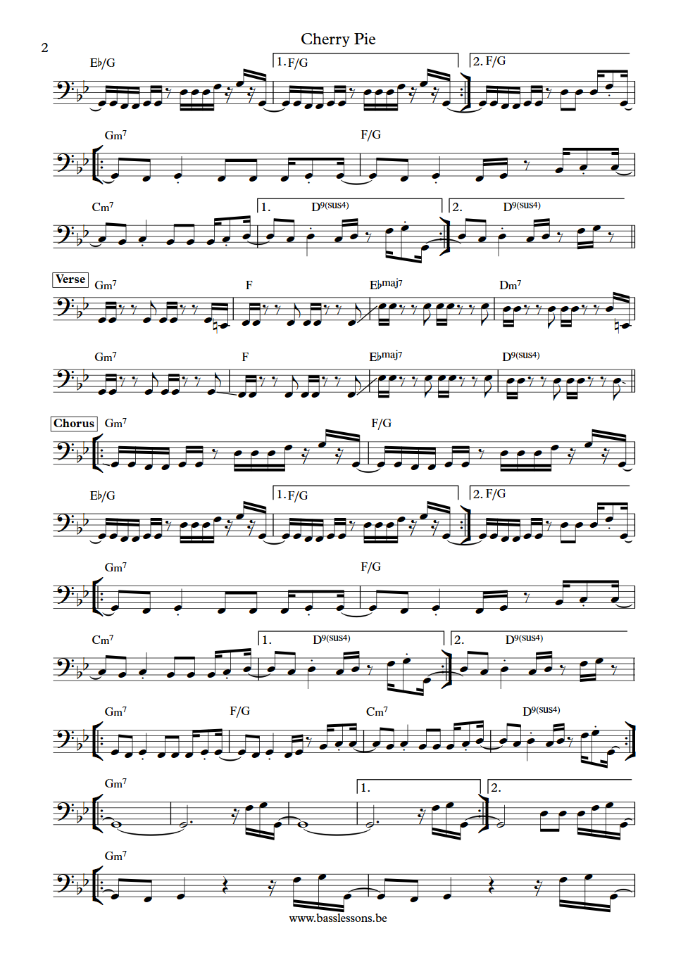 Sade Cherry Pie Paul S. Denman Bass Transcription part 2