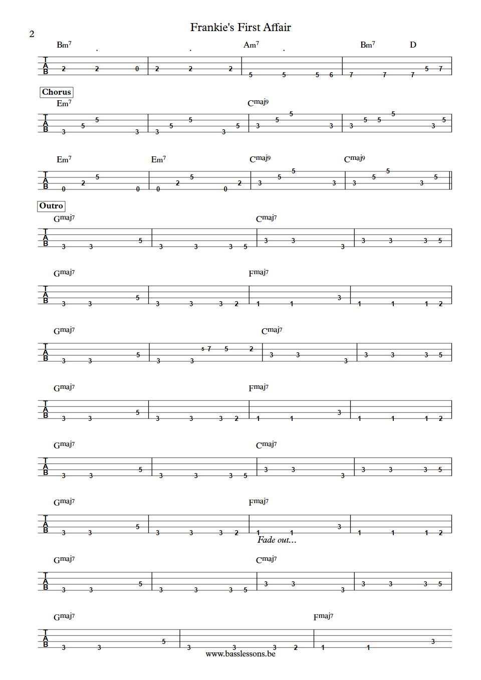 Sade Frankie's First Affair Paul S. Denman Bass Tab part 2