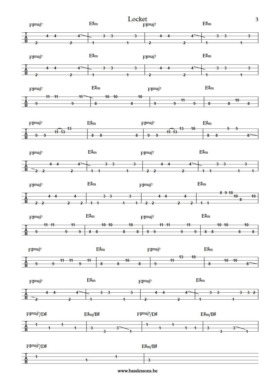 Crumb Locket Jesse Brotter Bass Tab part 3