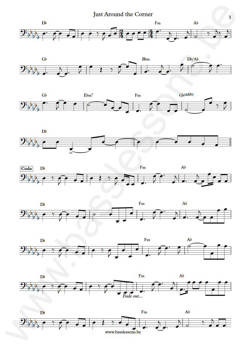 Cock Robin Just Around the Corner Peter Kingsbery Bass Transcription part 3