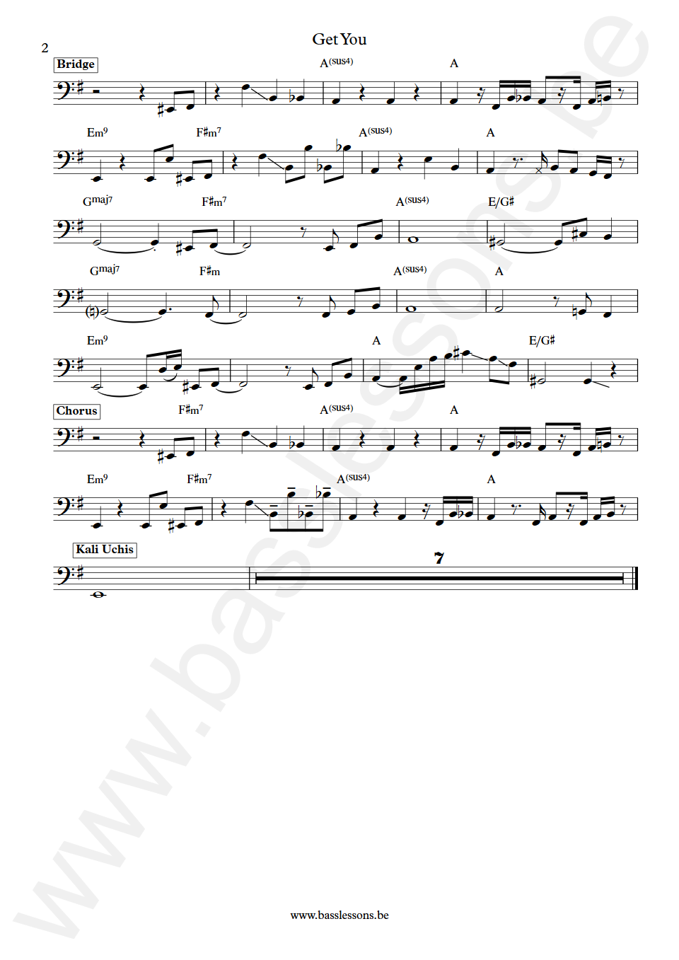 Daniel Caesar ft. Kali Uchis Get You Wes Allen Bass Transcription part 2