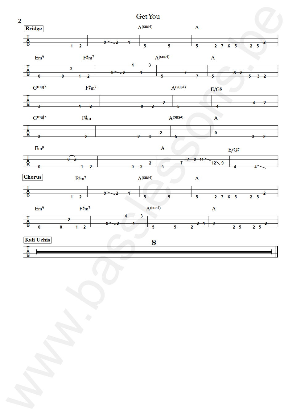 Daniel Caesar ft. Kali Uchis Get You Wes Allen Bass Tab part 2