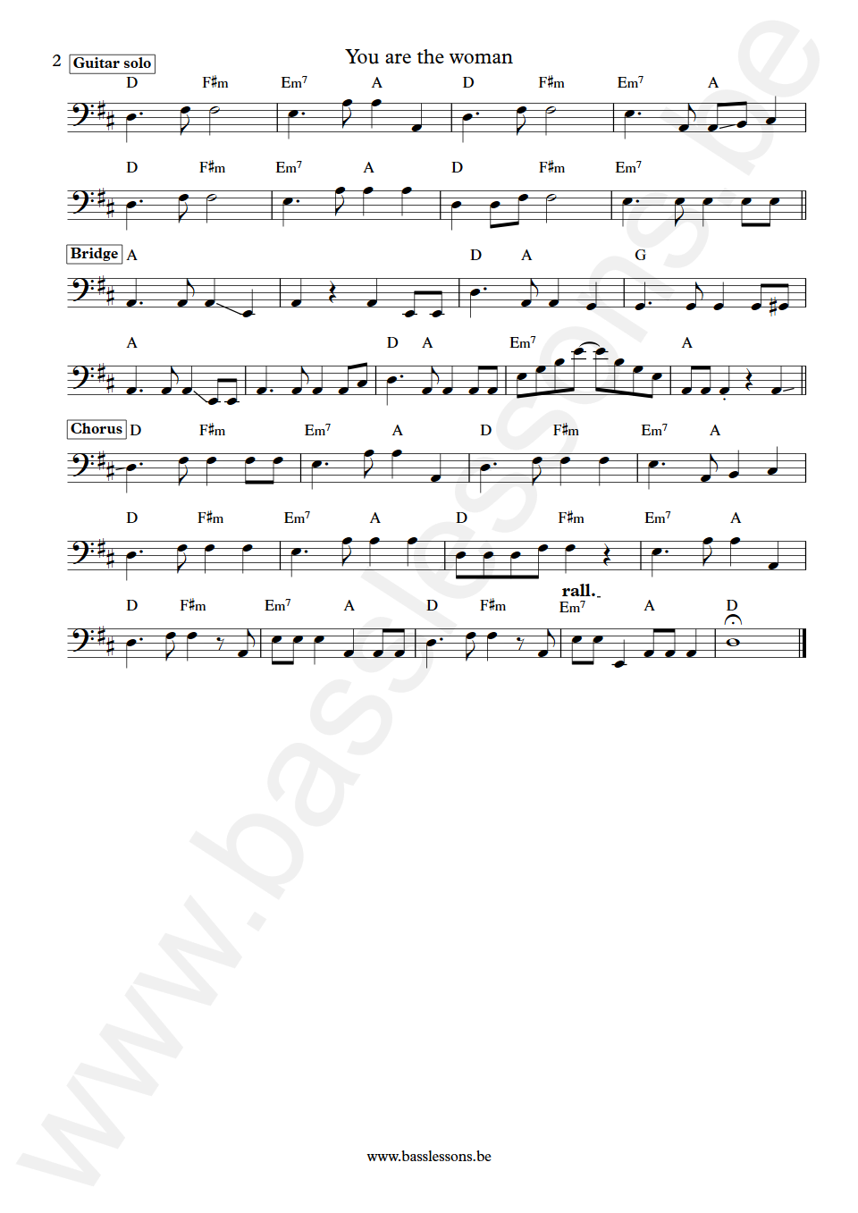 Firefall You are the woman Mark Andes Bass Transcription part 2