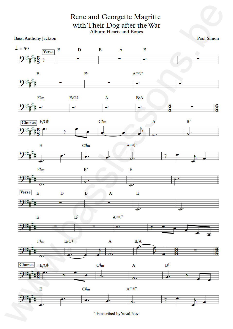 Paul Simon Rene and Georgette Magritte with Their Dog after the War Anthony Jackson Bass Transcription