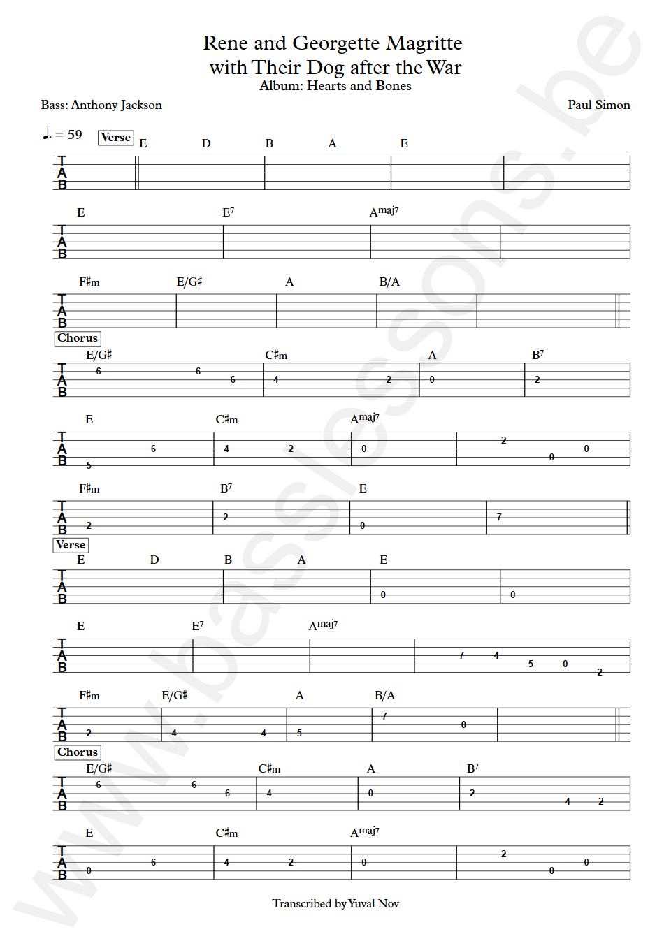 Paul Simon Rene and Georgette Magritte with Their Dog after the War Anthony Jackson Bass Tab