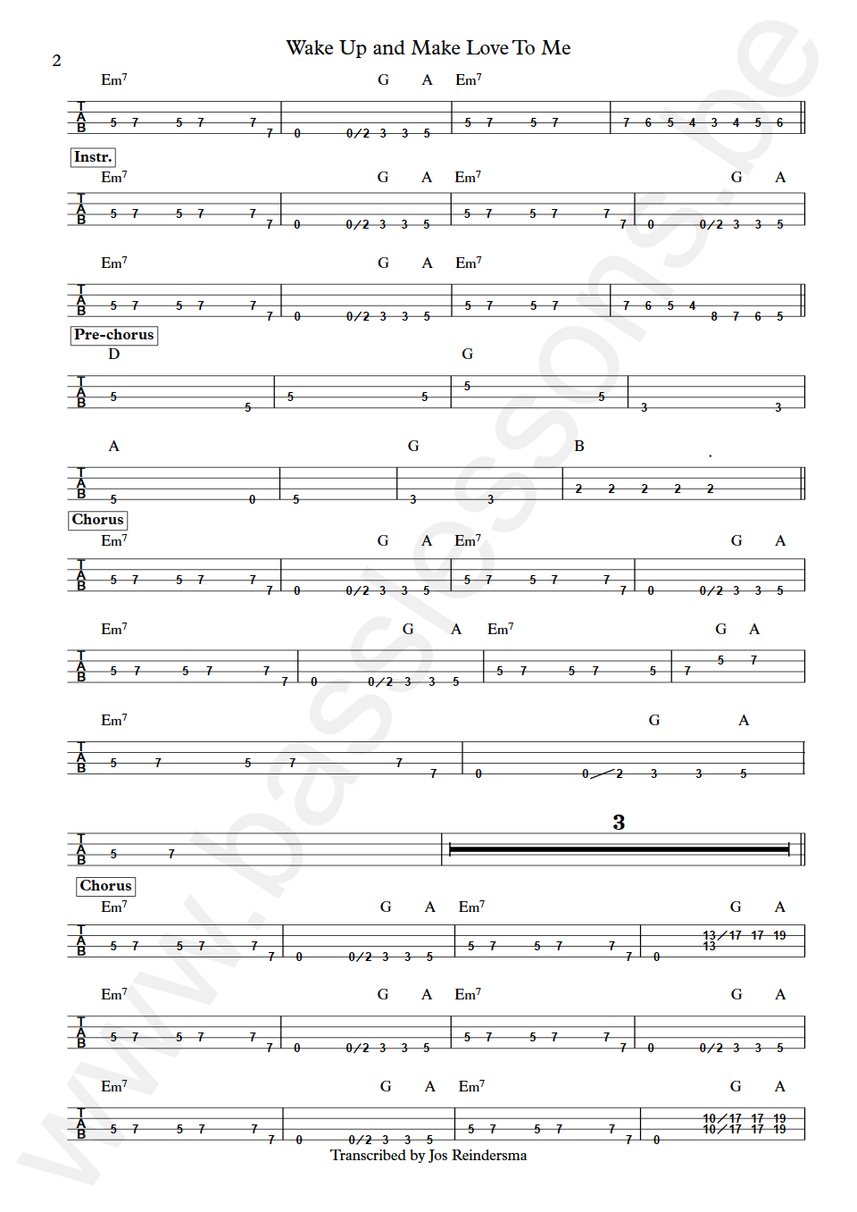 Ian Dury Wake Up and Make Love To Me Norman Watt-Roy Bass 4-string tab part 2