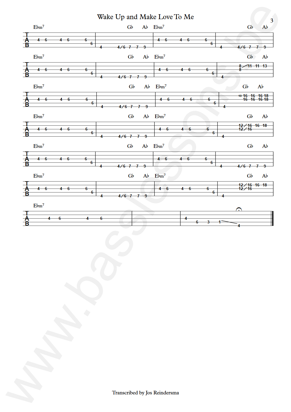 Ian Dury Wake Up and Make Love To Me Norman Watt-Roy Bass 5-string tab part 3