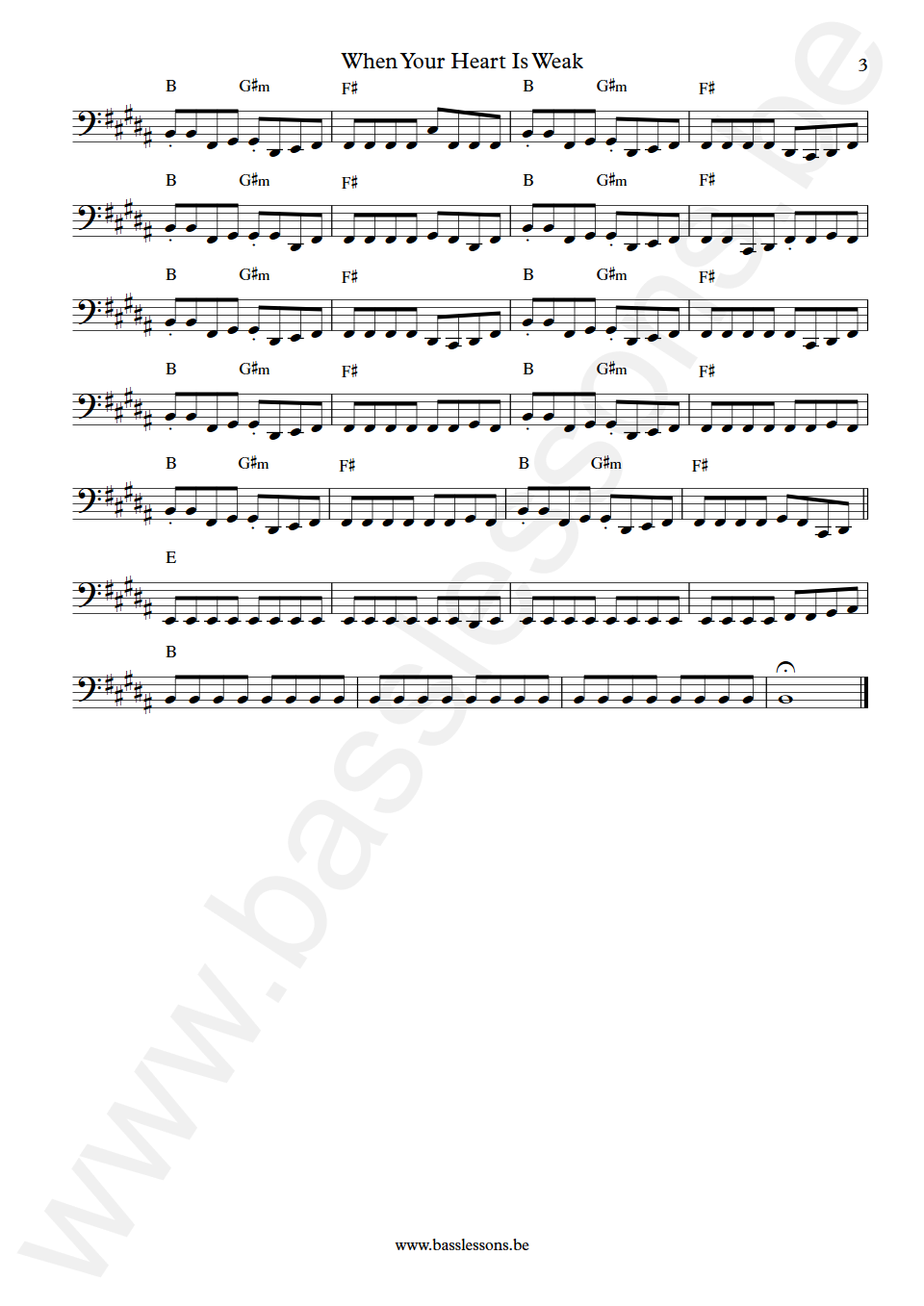 Cock Robin When Your Heart Is Weak Peter Kingsbery Bass Transcription part 3