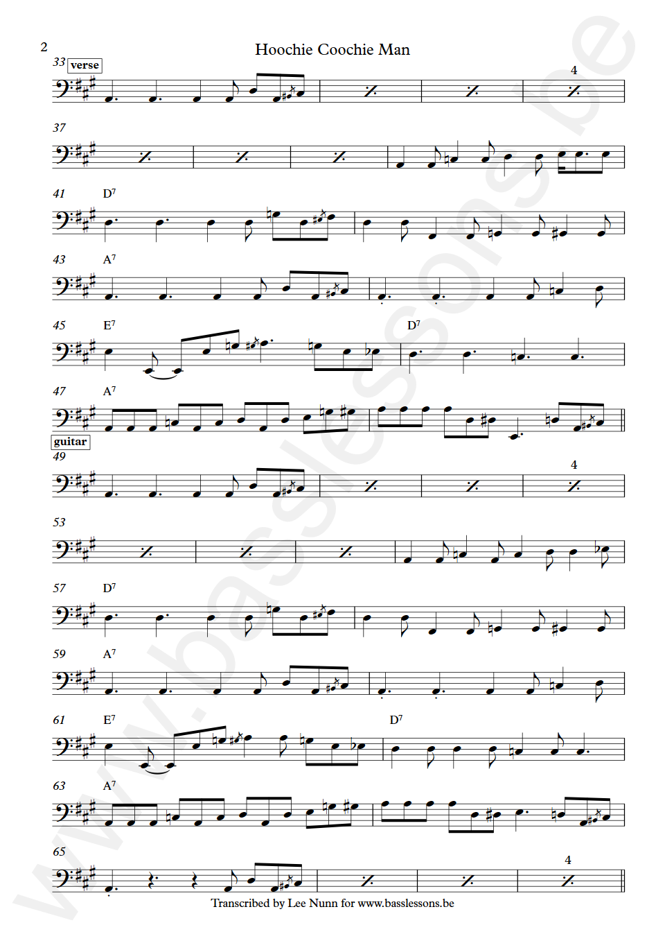 The Allman Brothers Band Hoochie Coochie Man Berry Oakley Bass Transcription part 2