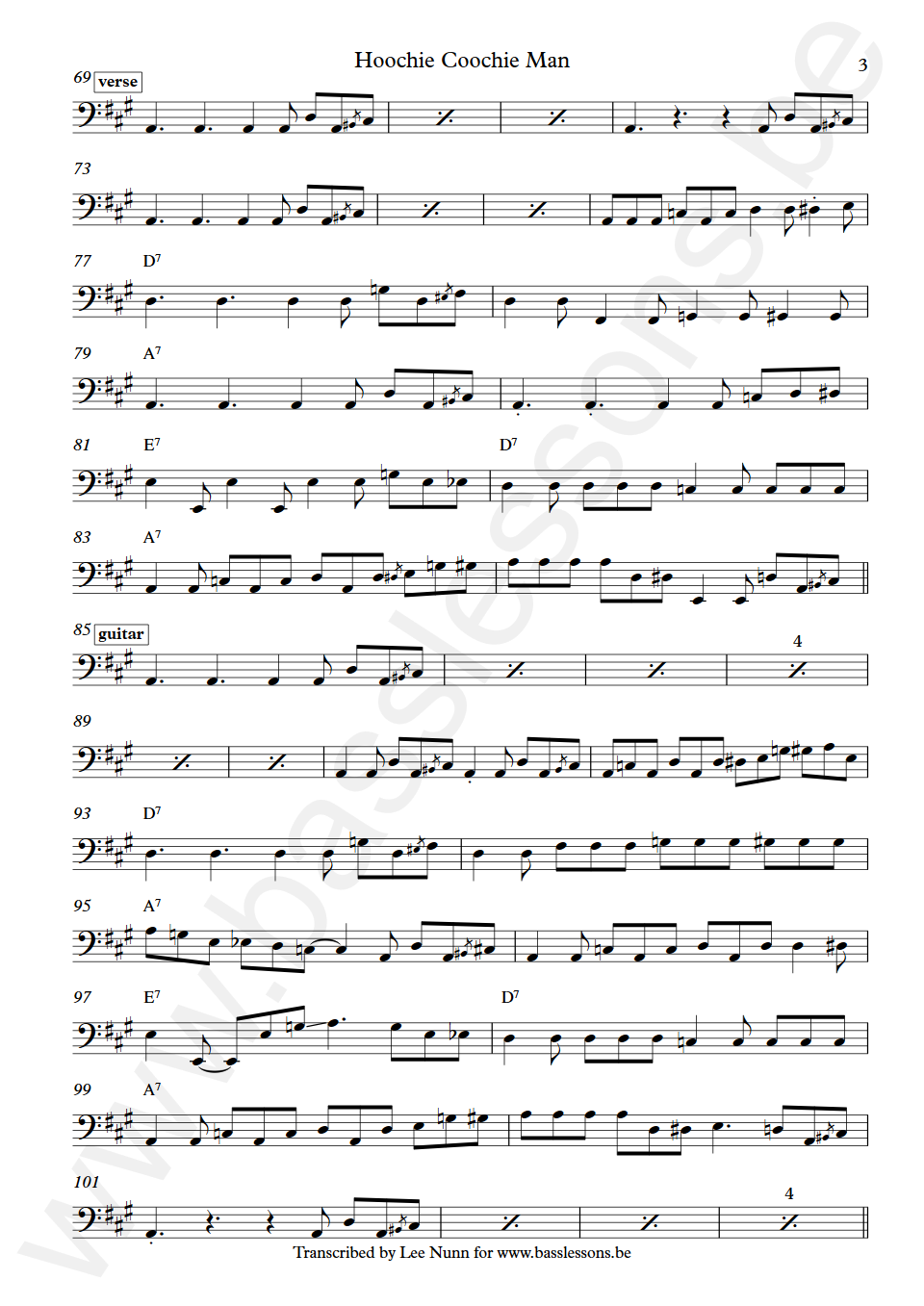 The Allman Brothers Band Hoochie Coochie Man Berry Oakley Bass Transcription part 3